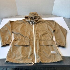 LL Bean Woman's Light weight hooded jacket Tan, ItemID 287450, zip front,